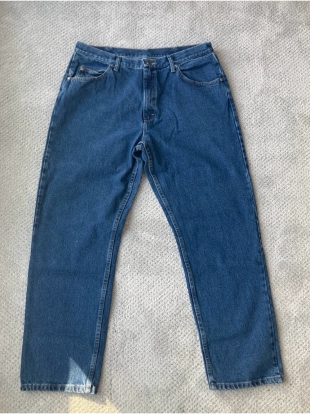 Wrangler Men's Dark Blue Relaxed Fit Jeans Casual Size 38 Waist 100% Cotton